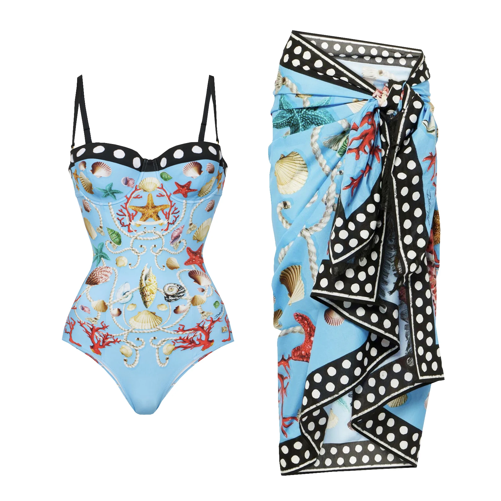 Push Up One Piece Swimsuit With Cover Up Sexy Swimwear Women 2025 Printed Swim Suits Female Bikinis Sliming Bodysuit Beachwear