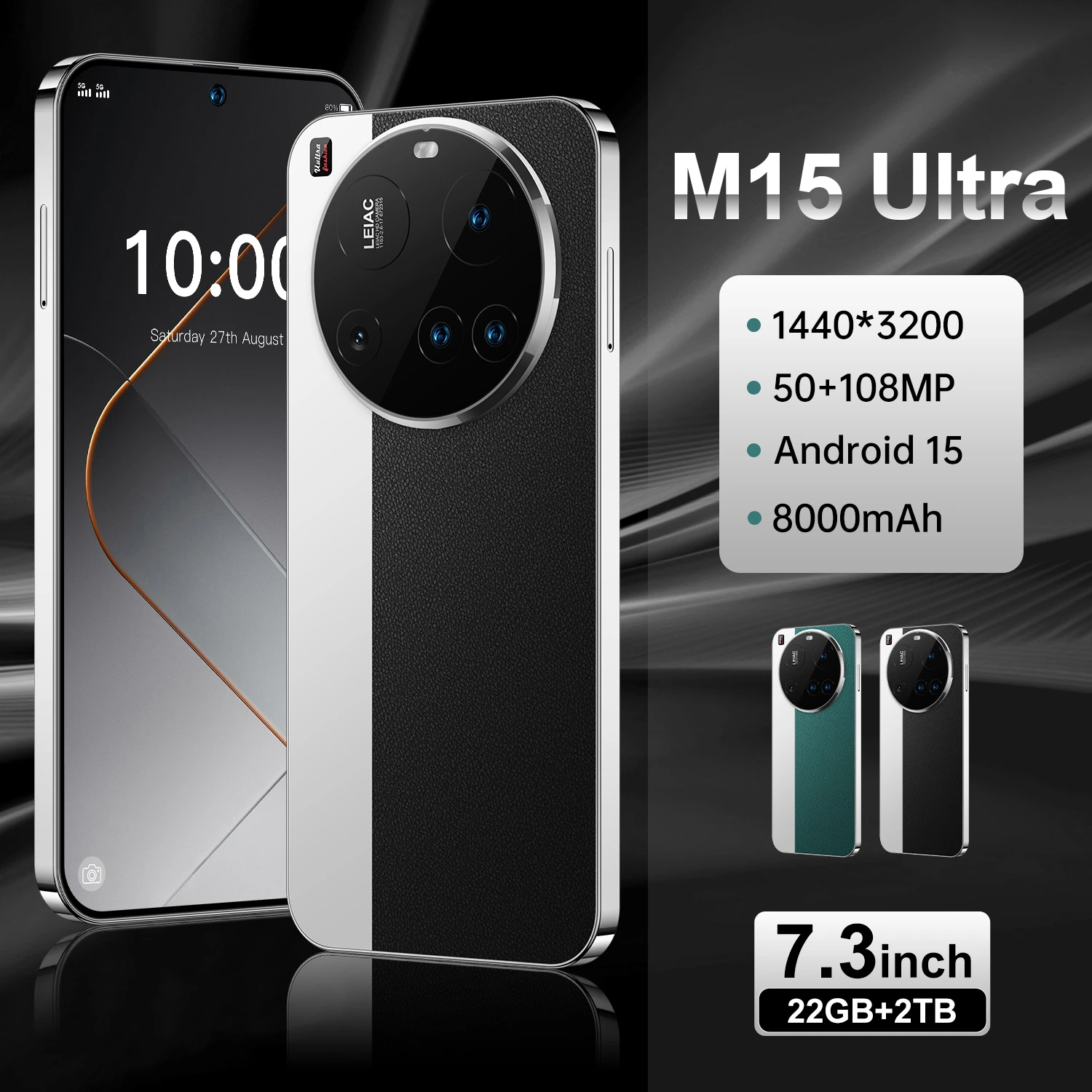 Smartphone M15 Ultra débloqué, téléphone portable, 7.3 