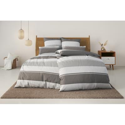 Bettwäsche HOME AFFAIRE "Yonne", grau, B/L: 155cm x 220cm, , Renforcé, B/L: 80cm x 80cm, Renforcu00e9, Obermaterial: 100% Baumwolle, Bettwäsche, in frischen Farben, gestreifte Bettwäsche, ab Gr. 135x200 cm Image