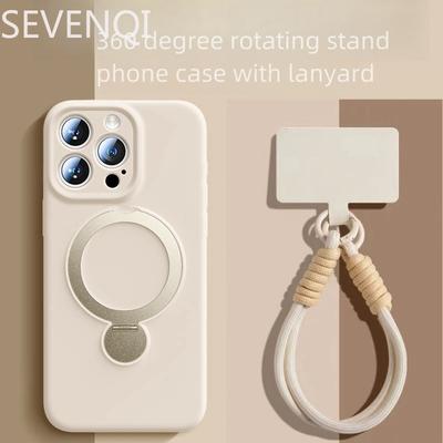 TEMU 360-degree Point Suitable For 16 Mobile Phone Case Iphone16promax/16plus New 16pro Liquid Silicone Magnetic Strap Holder 15p Ultra-thin Protective Case 13 Anti-fall 14 Lanyard Mobile Phone Case Image