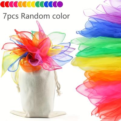 TEMU 7pcs Vibrant Nylon Sensory Scarf Set - Dance, Parties & Gifts | Candy-colored, Versatile & No Power Needed Image