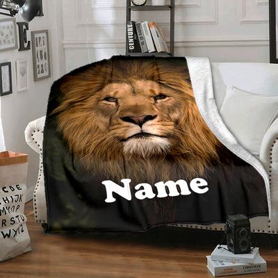 TEMU Personalized Flannel Blanket - Knitted , , , , Customizable For Bed, Sofa, Image