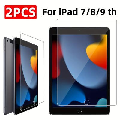 "TEMU 2pcs Tempered Glass Screen Protector For Ipad 7/8/9, 10.2" (2019-2021) - Ultra-, , Anti-fingerprint, Compatible With Pencil, High Hardness Protection" Image