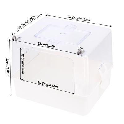 TEMU Large Parrot Shower Bath With Removable Bottom - Abs Material, Ideal For Birds, White With Clear Sides, Home Or Pet Store Display, Pet Shower Bath | Modern Aesthetic | Easy , Large Bird Bath Image