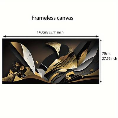 TEMU 1pc 27.55inch*55.11inch/70cm*140cm Modern Abstract Background Black And Golden Canvas Painting Art For Living Room Poster For Bedroom And Living Room Decoration Cuadros Image