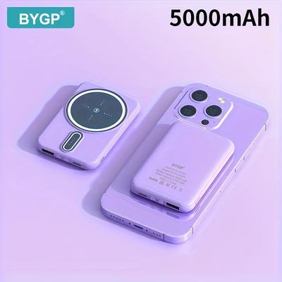 TEMU New 5000mah Magnetic Wireless Power Bank For 15 Pro / 14 Max / 13 / 12 Phones With Display, Portable Charger For Outdoor Travel Emergency Backup Mobile Power Supply, Gift Image
