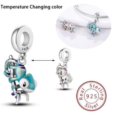 TEMU 925 Silver Chameleon Pendant Suitable For Original Bracelets, Necklaces, Diy Making Exquisite Gifts, Suitable For Women's Engagement Birthday Image