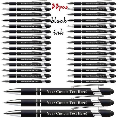 TEMU 33-pack Customizable Metal Ballpoint Pens With Clip, Fine Point, College Ruled, , No Battery Needed, Ideal For Business, Men, Christmas, Wedding, Anniversary, Birthday Gifts Image