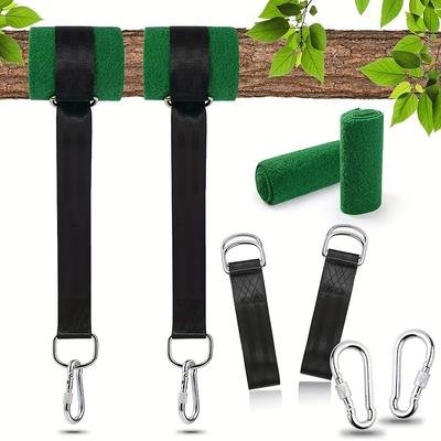 TEMU Tree Protection Straps 150cm For Outdoor Hammock, Swing Straps, Hammock Straps, Straps, Connecting Straps, Outdoor Swing Accessory Set With Anti-friction Spacer, Safety Locking Image