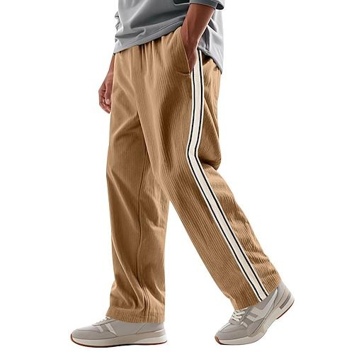 Homme Pantalon athlétique Joggings Pantalon en velours côtelé Pantalons Avec Poches Cordon de serrage Taille Élastique Bloc de Couleur Confort Sport en Plein Air Quotidien Mode Occasionnel Noir Vert