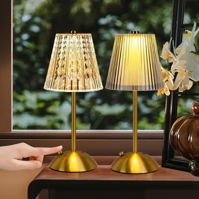 Cordless Table Lamp Dimmable Crystal Table Lamp 3 Colors LED Gold Lamp Portable Lamp Vintage Rechargeable Touch Lamp for room