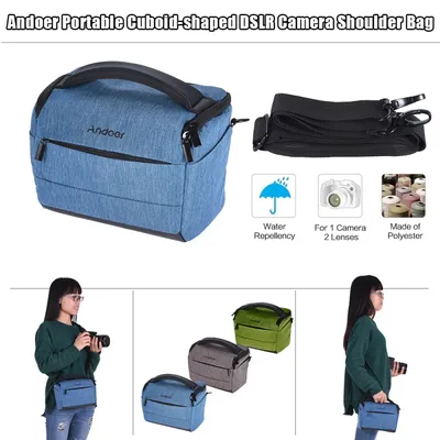 DSLR Camera Shoulder Bag Portable Fashion Polyester Camera Case for 1 Camera 2 Lenses and Small Accessories for Canon Nikon Sony