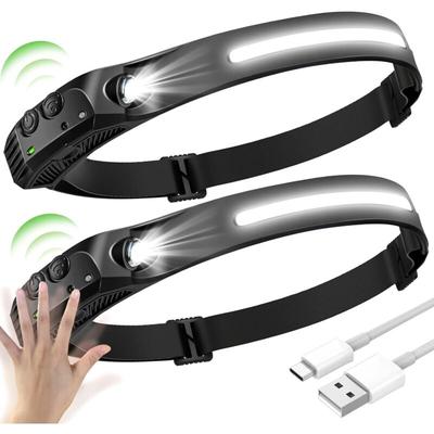 2PCS Stirnlampe LED Wiederaufladbar USB Superheller Kopflampe Superheller 350 Lumen Kopflampe 230° Image