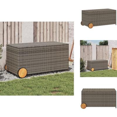 Gartentruhe mit Rollen Grau 190L Poly Rattan - Gartenbox - Auflagenbox - Gartenmöbel - Outdoor Box Image