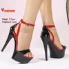 2025 neue Mode Modell Laufsteg Zeigen Schuhe Frauen 15 CM Dünne High Heels Sexy Cross Strap Sommer Plattform Pole Dance sandalen Größe 43