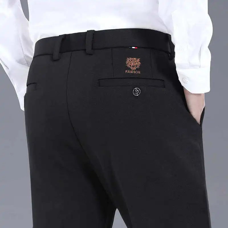 29-42 männer Sommer Dünne Mode Business Casual Anzug Hosen Lange Hosen männer Elastische Gerade Hülse Formale hosen Plus Größe