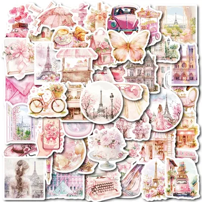 10/30/50 Stück Vintage Ästhetische Rosa Reise Cartoon Aufkleber Aufkleber DIY Skateboard Koffer Image