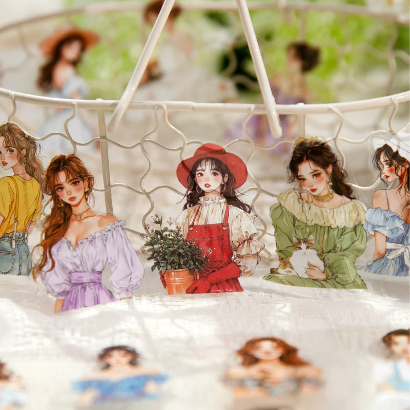 12 teile/beutel Dual Material Aufkleber Tasche Dopamin Mode Mädchen Charakter Muster Aufkleber Kreative Hand Konto Collage DIY Dekoration Image