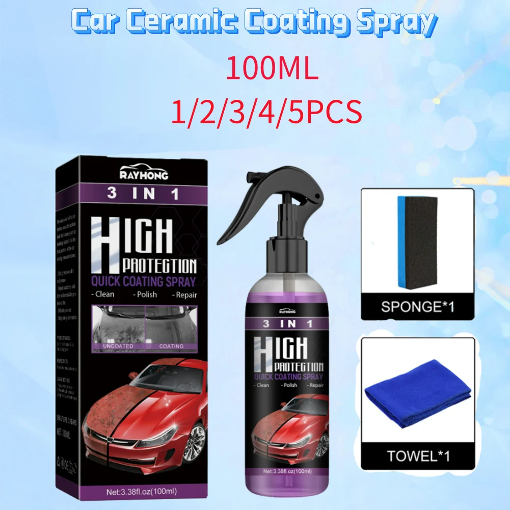 3 In 1 Auto Keramik Beschichtung Spray 100 ml Wachs Polieren Spray Kunststoff Erfrischen Schnelle Feine Beschichtung Körper Verbindung Kratzer reparatur Image