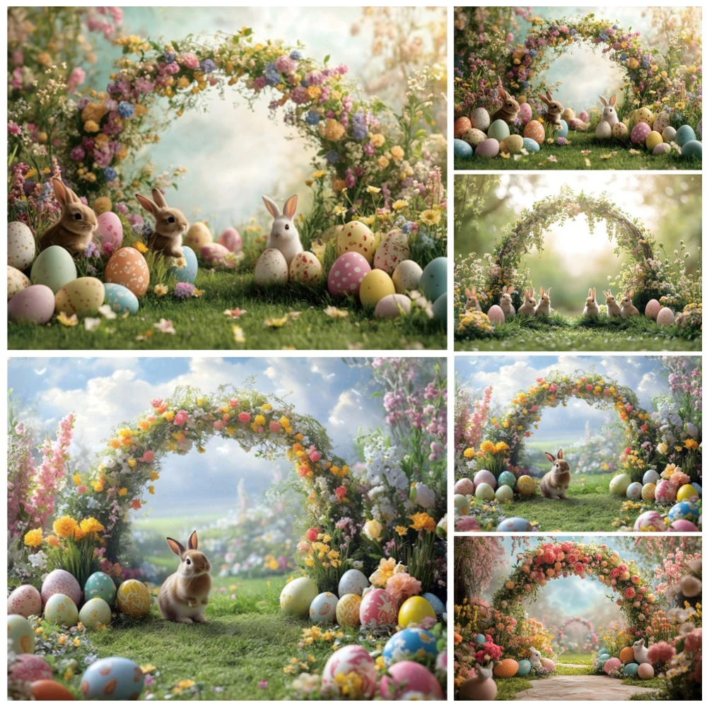 Frühling Ostern Fotografie Hintergrund verträumter Wald gewölbte Blumen Wand Kinder Geburtstag Party Dekoration Baby Dusche Foto Hintergrund Image