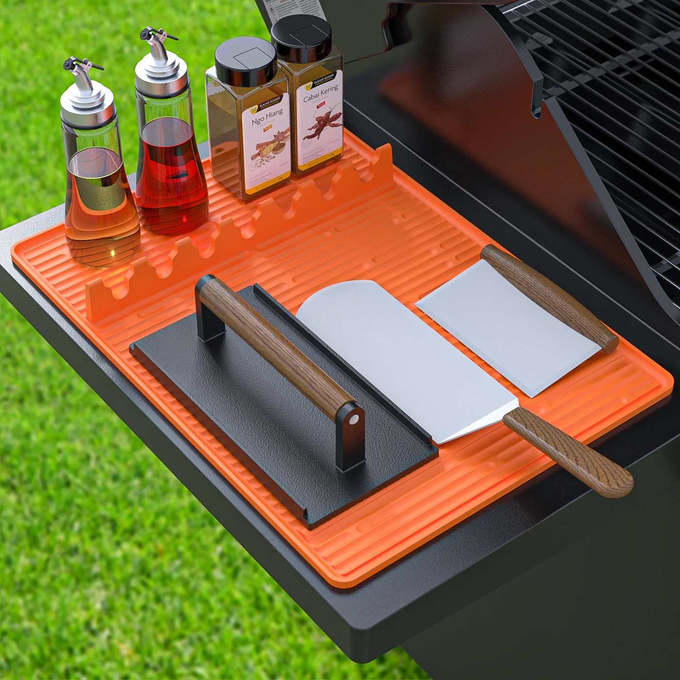 Neue Upgrade Silikon Grill Werkzeug matte für widerstands fähige Spatel Pad Grill Utensilien halter Grill Side Rack Pad Küche Kochen Image