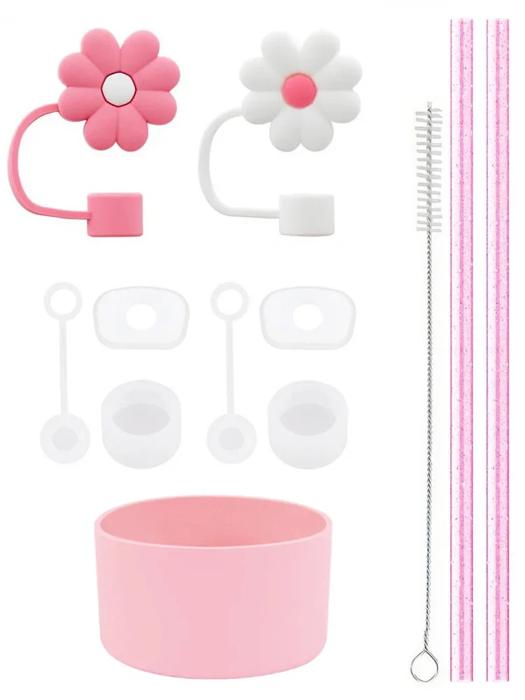 11-teiliges Becherzubehör Se für Stanley, auslaufsicherer Silikonstopper, Strohhalm-Abdeckkappe, 2 Stück wiederverwendbare Strohhalm-Reinigungsbürste, 40 Unzen, 30 Unzen Image