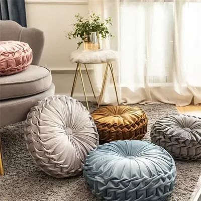 Lendenkissen Wohnzimmer Sofa B&B Dekoratives Rad Futon Nordisches Kürbiskissen Rundes Kissen Rosa Image