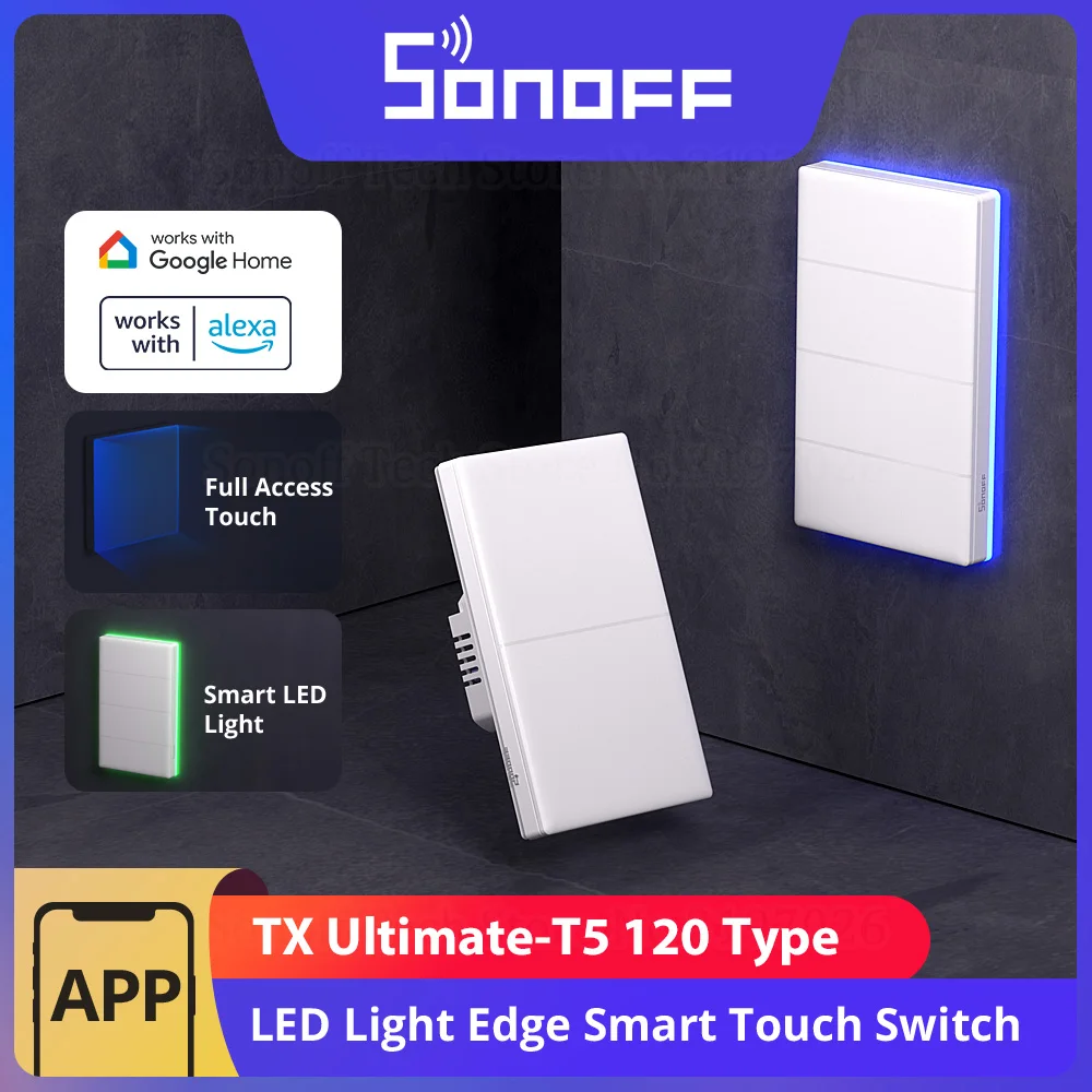 SONOFF T5 US WiFi Smart Wandschalter IR-Fernbedienung Full Touch Access LED-Licht Multi-Sensorische eWeLink-Sprachsteuerung über Alexa Google Image