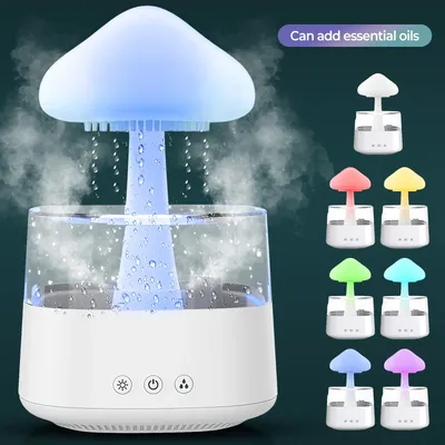 USB Colorful Night Lights Air Humidifier Mushroom Rain Aroma Diffuser Rain Cloud Smell Distributor
