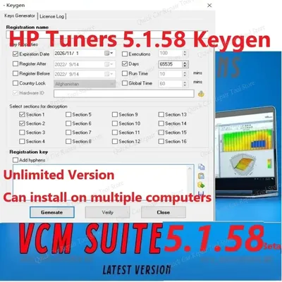 Newest Unlimited HP Tuners 5.1.58 Keygen for Multiple Computers VCM EDITOR BETA V5.1.58 Activator