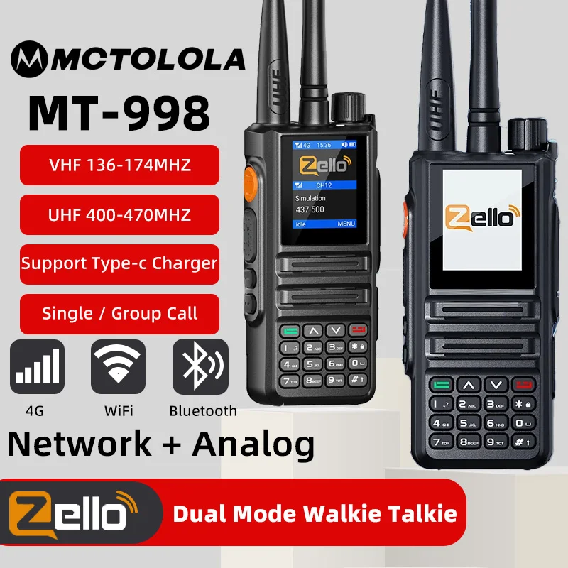 MOTOLOLA Walkie talkie dual-mode Zello 4G/5G Radio di rete Android Bluetooth PTT Wifi GPS Global POC Type-C Ham Radio V/UHF