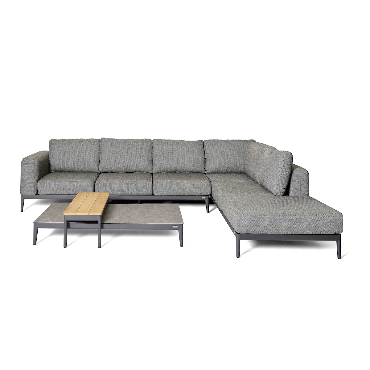 BEST Athene – Lounge-Set mit zwei Beistelltischen Anthrazit – Teakholz Image