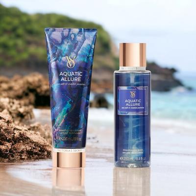 Victoria's Secret Bath & Body | Victoria’s Secret Aquatic Allure Sea Salt & Coastal Jasmine Body Lotion Set Nwt | Color: Blue/Gold | Size: Os