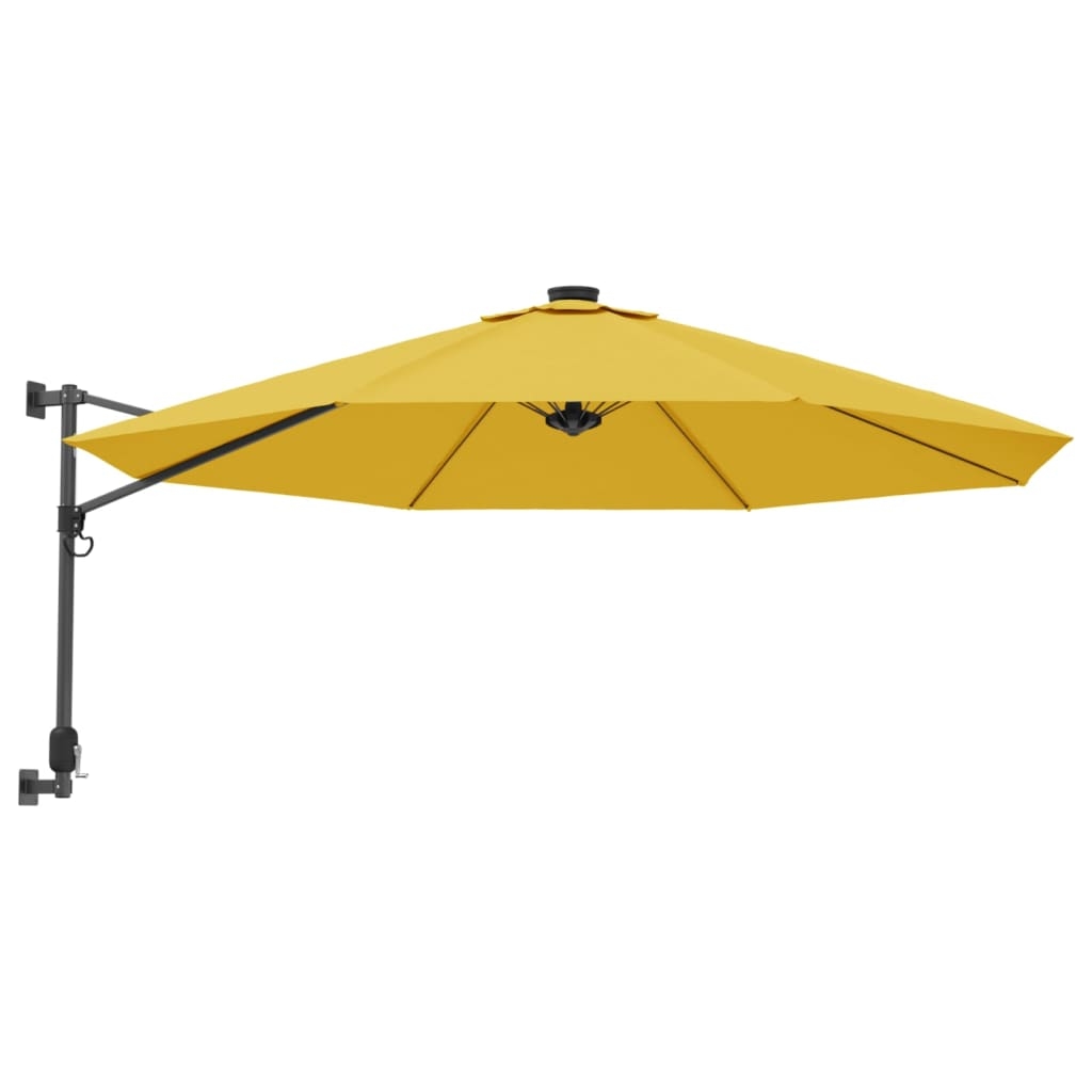 vidaXL Wand-Sonnenschirm mit LEDs Gelb 290 cm Image