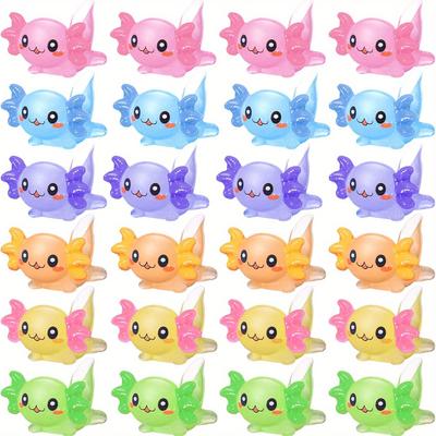 TEMU 24pcs Mini Axolotl Resin Charms - Cartoon-style Tiny Animal Figures For Diy Garden, Birthday Party, And Aquarium Decorations, Aquarium Accessories|cartoon Axolotl Charms| Resin Decor Image