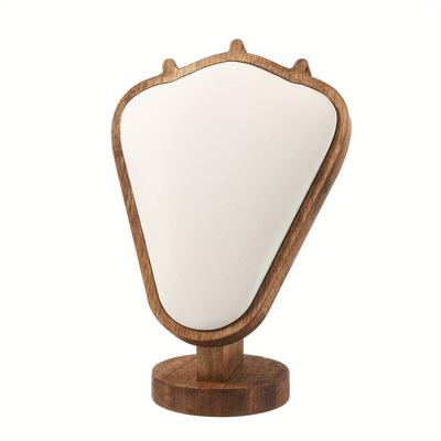 TEMU 1pc Elegant Wooden Jewelry Display Stand With Luxurious Velvet Mannequin - Necklace Holder For Décor, Floor-standing Jewelry Organizer, No Power Needed, Jewelry Tower, Jewelry Towers Image