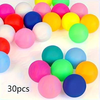 TEMU 30pcs Multicolor Plastic Pong Balls For , Small Breeds, Non-battery Operated, Vibrant Colors For Games & Art Supplies, Durable Pong Accessories, Accessories | Glossy Finish | Durable Plastic Image