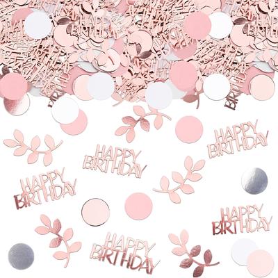TEMU 200pcs Elegant Happy Birthday Confetti - Pink, White & Metallic Round Disks For Decorations, Table Celebrations, And Festive Atmosphere, Birthday Party Decorations Image