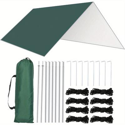 TEMU Tent Tarp Rain Sun Shade Hammock Shelter Camping Awning Cover Portable Camping Canopy Sunshade Windproof Snowproof Outdoor Camping Essential Image