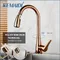 KEMAIDI Rose Gold Kitchen Sink Faucet Black Single Handle Pull Out Kitchen Tap Single Hole Taps 360
