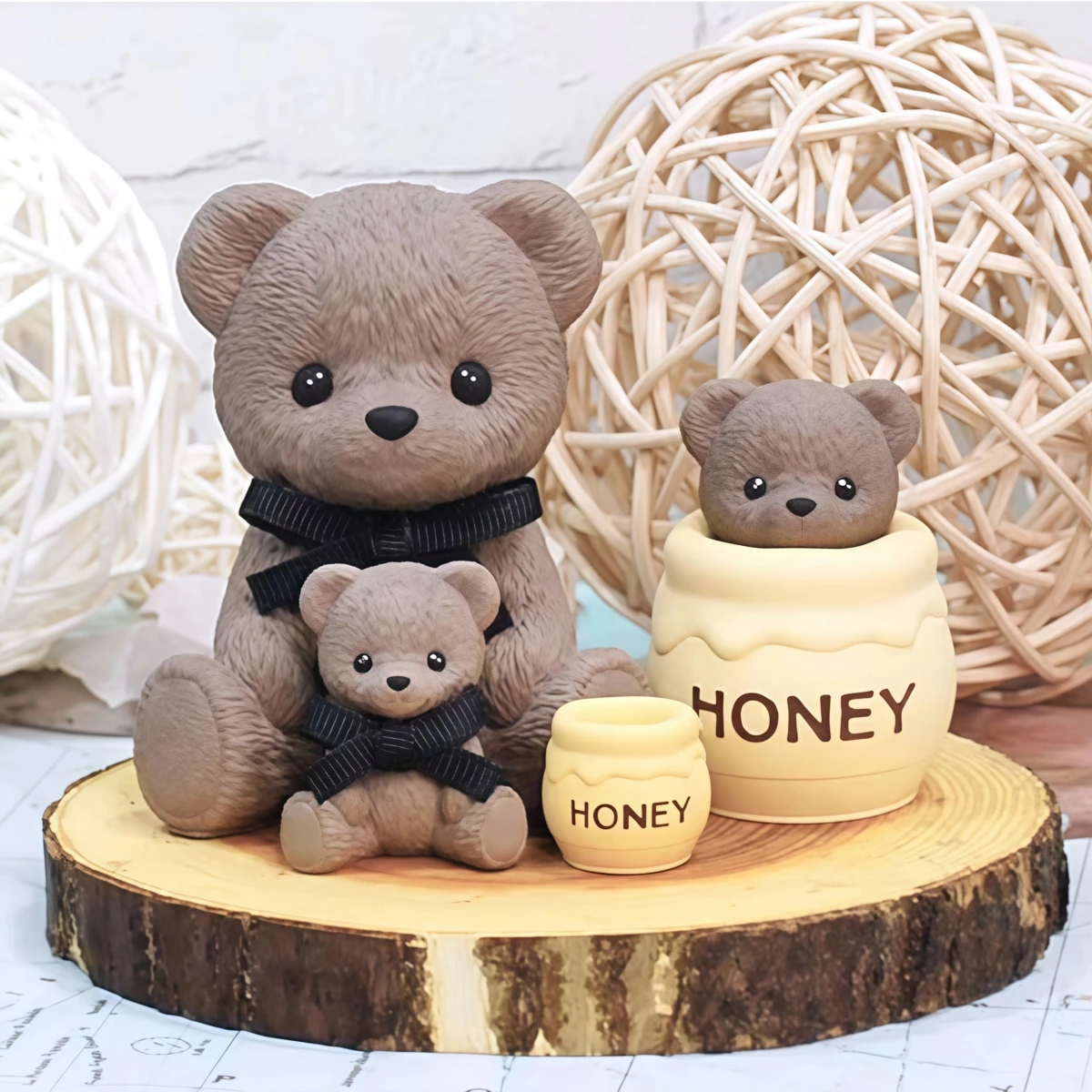 Nette Bär Honig Glas Silikon Kerze Form 3D Kleine Teddybär Duft Kerze Gips, Der Form DIY Tropfen Kleber Harz Form Dekor Image
