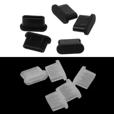 5PCS Typ-C Staub Stecker USB Lade Port Beschützer Silikon Abdeckung für samsung Smart Telefon Image