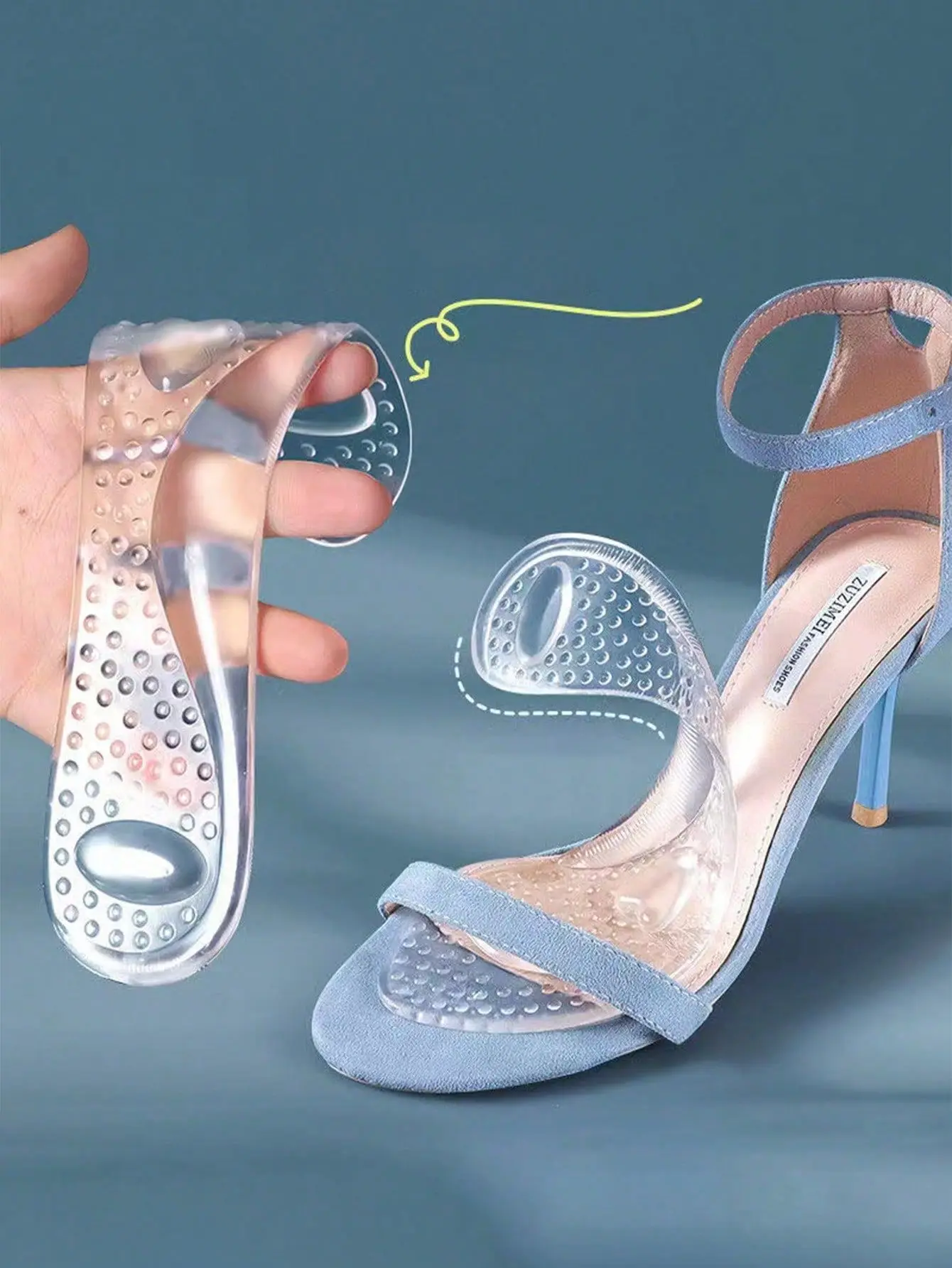 1 Paar Silikon-High-Top-Einlegesohlen für Damen und Herren, rutschfeste, stoßdämpfende Einlegesohlen, weiche und flexible Schuhe Image