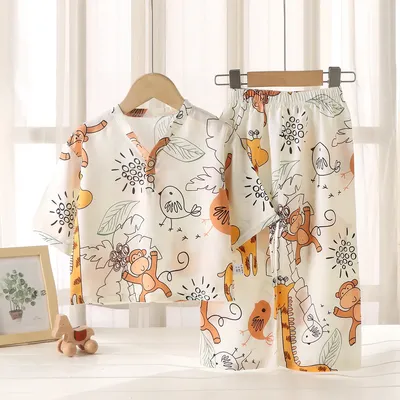 Baby bedruckte Cartoon-Leichte Homewear für Kleinkinder und Kinder, locker sitzende süße Pyjamas für Image