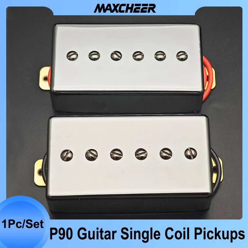 P90-Stil E-Gitarren-Tonabnehmer, Single-Coil-Tonabnehmer N-50/B-52, Schwarz/Gold/Chrom, 6 verstellbare Schrauben, Humbucker-Größe Image