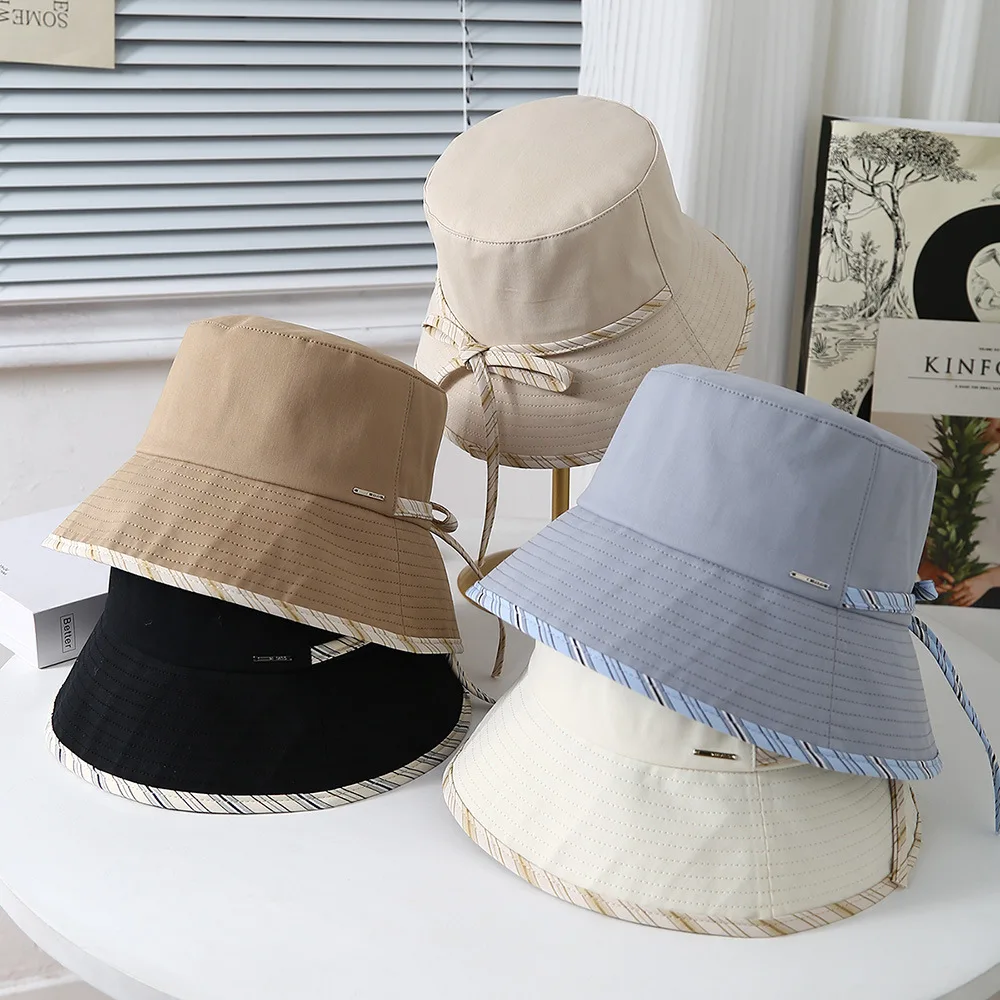 Eimer Hut Frauen Einfache Bogen Frühling Sommer Hüte Für Frauen Faltbare Outdoor Reise Sonnenschutz Sonnenhut Bob Kappe Weibliche Neue Image