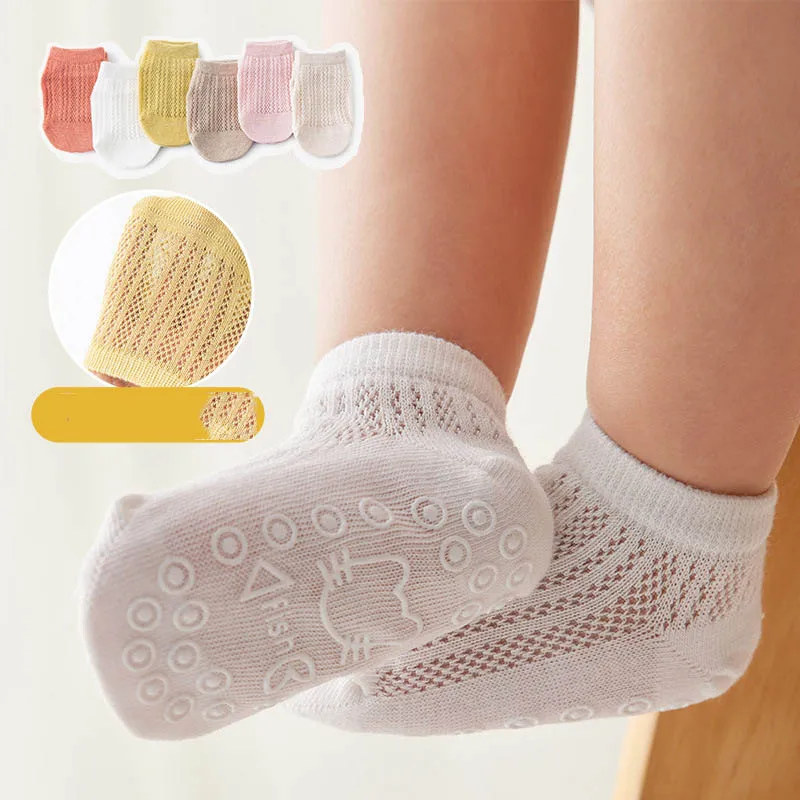 Kinder Babys Boden Socken Baumwolle Dünne Atmungsaktive Kleinkind Socken Indoor Auto Druck Anti-rutsch Socken Infant Baby Mädchen Nicht-slip Socke Image