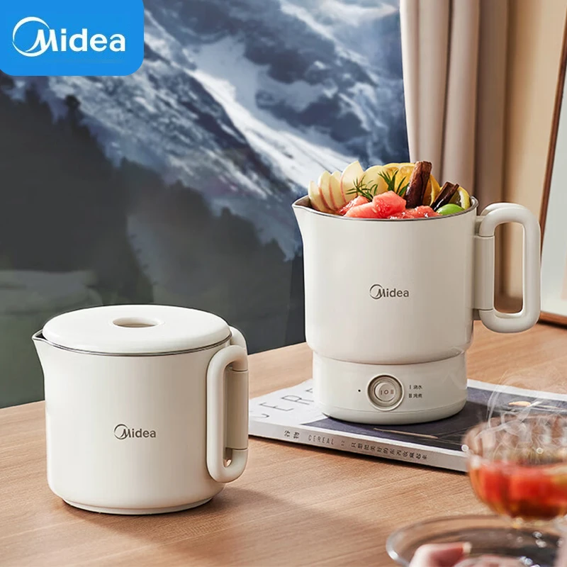 Midea Klappbarer Wasserkocher, 700 ml, Edelstahl-Wasserkocher, 220 V, tragbarer Multikocher, 600 W, Heizung, faltbarer Nudeltopf Image