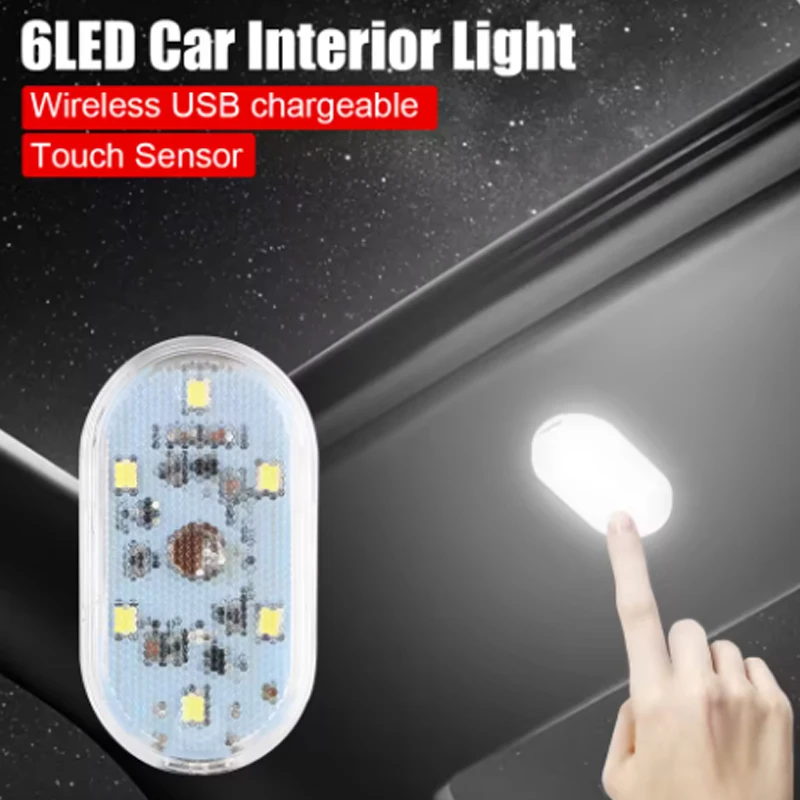1pc Auto LED Licht Innen Beleuchtung Atmosphäre Lampe für Armlehne Box Stamm Schalter Touch Control Drahtlose Mini LED fuß Lichter Image