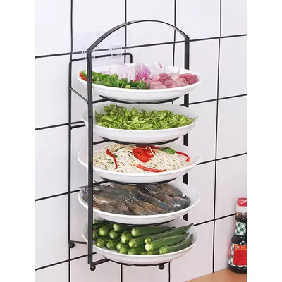 5-Tier Kitchen Rack Stand Metal Shelf Rack Multi-Layer Storage Organizer Space Saving No Drilling Storage Rack for Living Room
